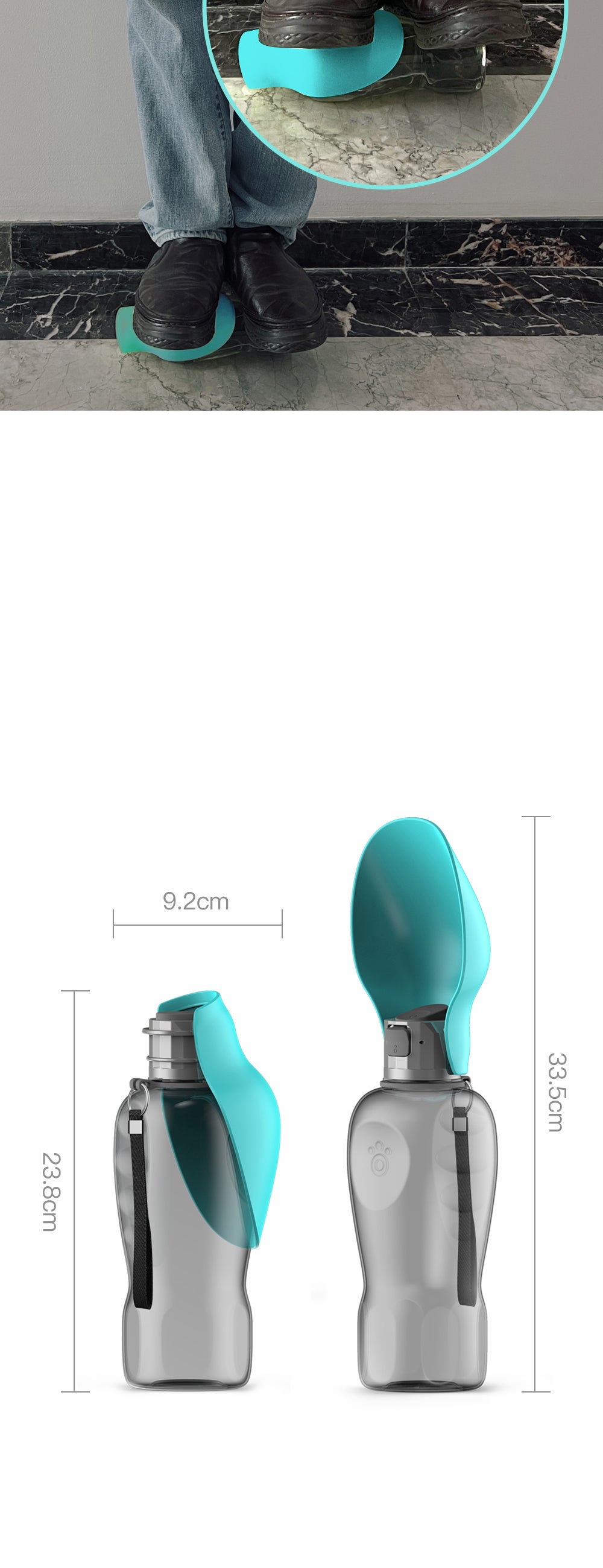 800ml Portable Dog Water Bottle with Built-in Drinking Bowl | Pawlio™