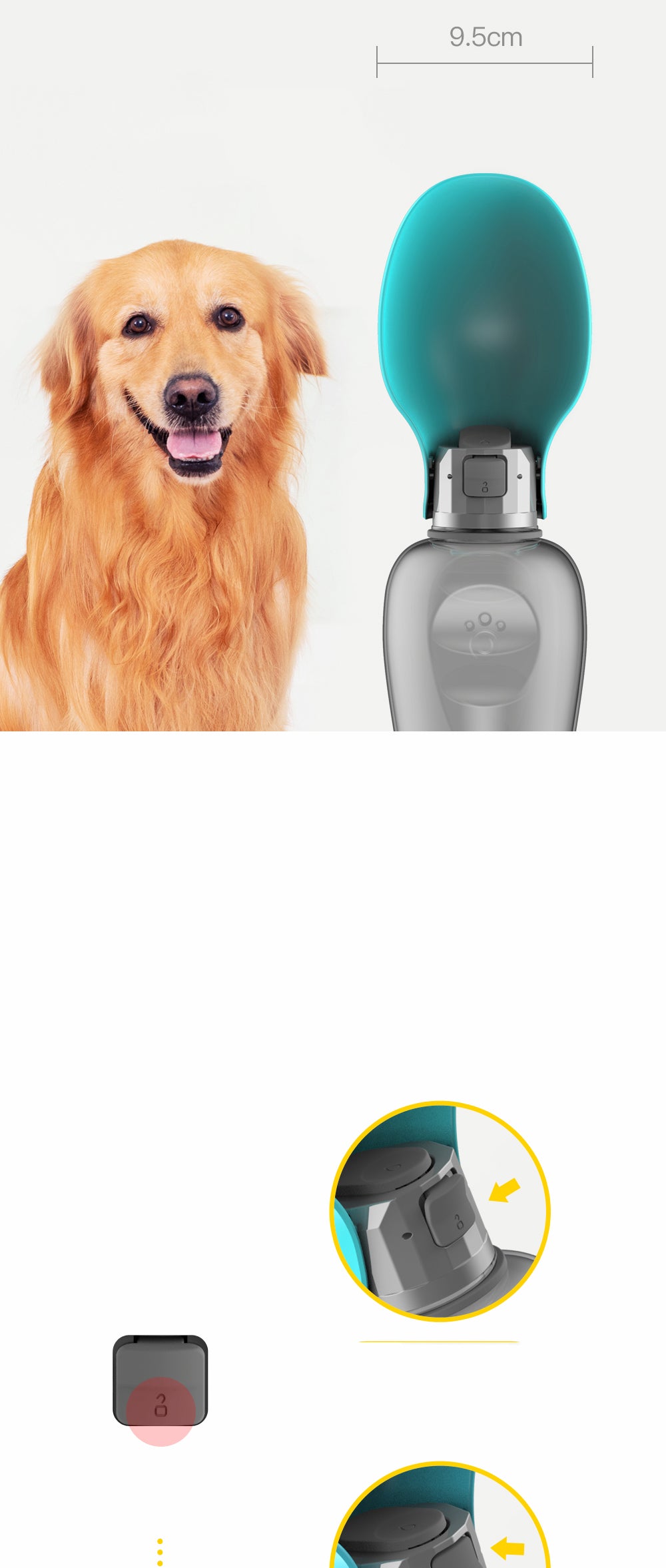 800ml Portable Dog Water Bottle with Built-in Drinking Bowl | Pawlio™