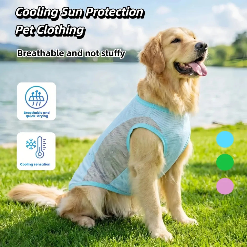 Summer Pet Dog Cooling Vest Quick Dry Pet Clothes Sun Protection Reflective Breathable Cats Outfit For Small Medium Large Dogs